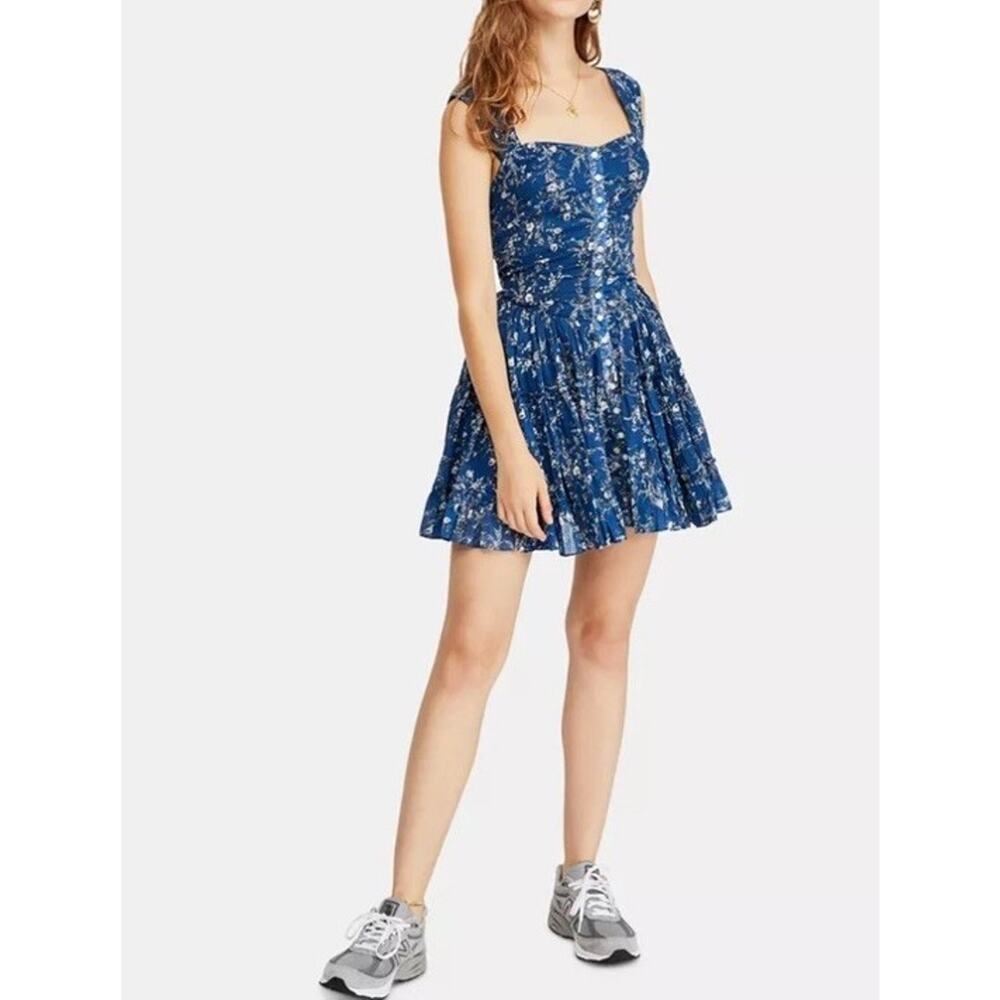 Free people Women’s Dance On Top Blue Floral Mini Dress XS